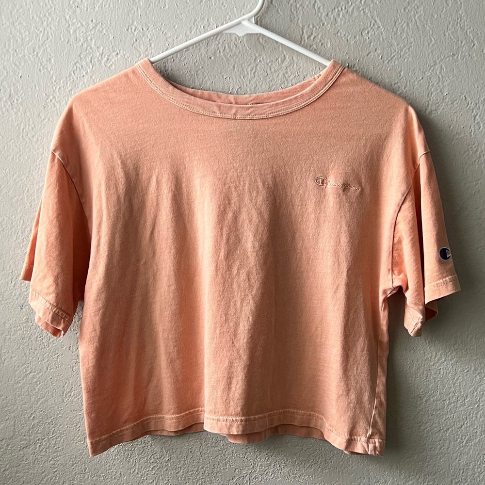 Peach Cropped Boxy Tee x Champion
